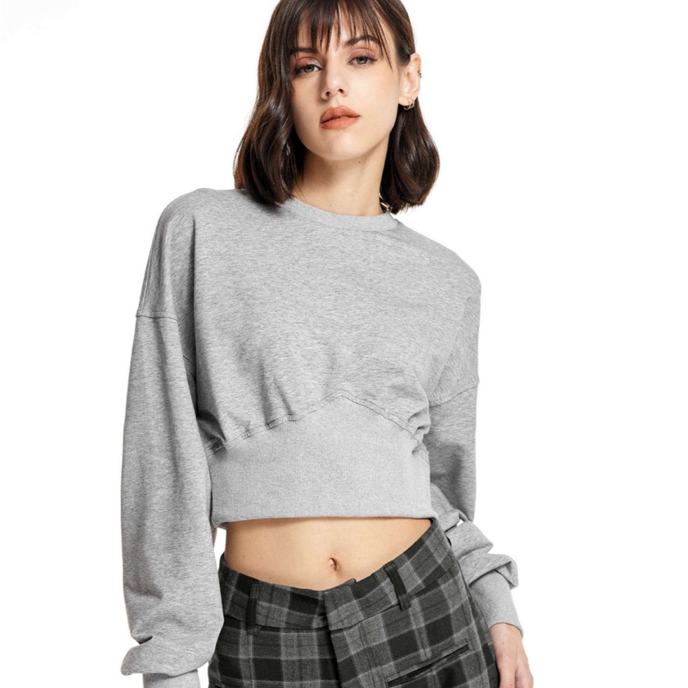 Gray Women's Cropped Sweatshirt
